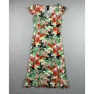 Vintage BCBG Paris Dark Floral Midi Dress Size XS Whimsoth Y2K 90s Fairy Grunge